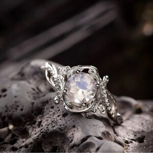 Elegant 14K WHITE GOLD 1CT MOONSTONE RING 8.5